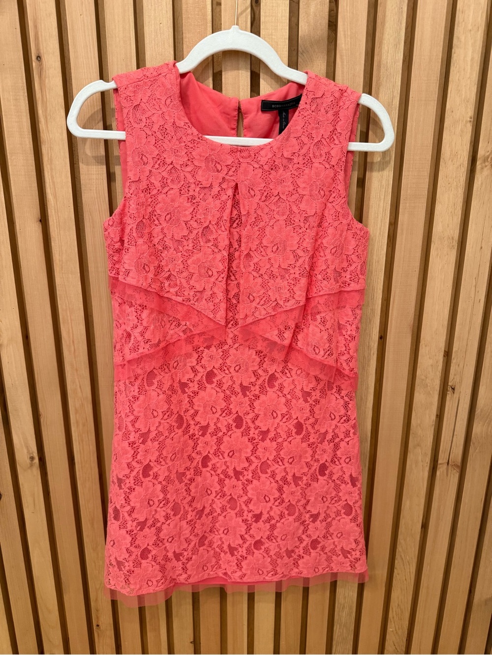 BCBGMaxAzria Coral Lace Sleeveless Mini Dress Size XS